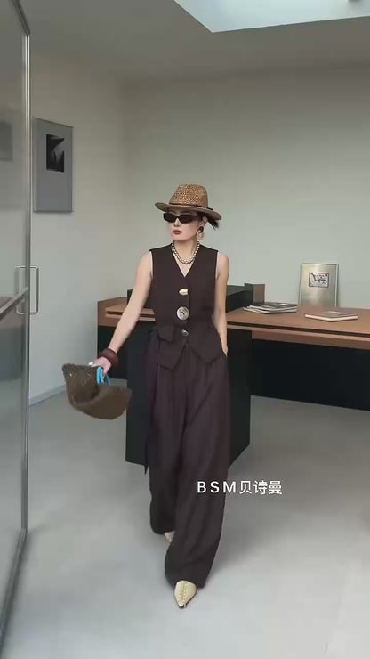 The "Boss Mode" Vest &amp; Wide-Leg Pant Set